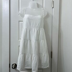 Abercrombie & Fitch Tiered Linen-Blend Mini Dress